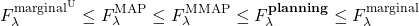 \[F_{\lambda}^{\text{marginal}^{\text{U}}} \leq F_{\lambda}^{\text{MAP}} \leq F_{\lambda}^{\text{MMAP}} \leq F_{\lambda}^{\textbf{planning}} \leq F_{\lambda}^{\text{marginal}}\]