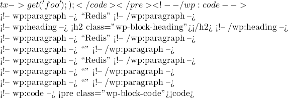 tx->get('foo'); });</code></pre> <!-- /wp:code -->  <!-- wp:paragraph --> ``完美！我现在对Redis有了初步的了解了。''米小饭开心地说。 <!-- /wp:paragraph -->  <!-- wp:heading --> <h2 class="wp-block-heading">第四章：高级功能</h2> <!-- /wp:heading -->  <!-- wp:paragraph --> ``不过Redis还有很多高级功能，比如集群和主从复制。''步子哥接着说道。 <!-- /wp:paragraph -->  <!-- wp:paragraph --> ``集群是什么？''米小饭好奇地问。 <!-- /wp:paragraph -->  <!-- wp:paragraph --> ``集群允许你将数据分布到多个Redis节点上，从而提高性能和可靠性。''步子哥耐心解释。 <!-- /wp:paragraph -->  <!-- wp:paragraph --> ``听起来很复杂，我该怎么配置集群呢？''米小饭皱起了眉头。 <!-- /wp:paragraph -->  <!-- wp:paragraph --> ``其实也不难，你只需要提供多个节点的连接参数，并设置集群选项。''步子哥开始演示： <!-- /wp:paragraph -->  <!-- wp:code --> <pre class="wp-block-code"><code>