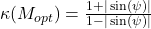 \kappa(M_{opt}) = \frac{1 + |\sin(\psi)|}{1 - |\sin(\psi)|}