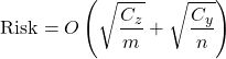 \[\text{Risk} = O \left( \sqrt{\frac{C_z}{m}} + \sqrt{\frac{C_y}{n}} \right)\]